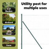 Embedded Fence Post 52 pcs Green Powder-Coated Steel - Close-Up Angle