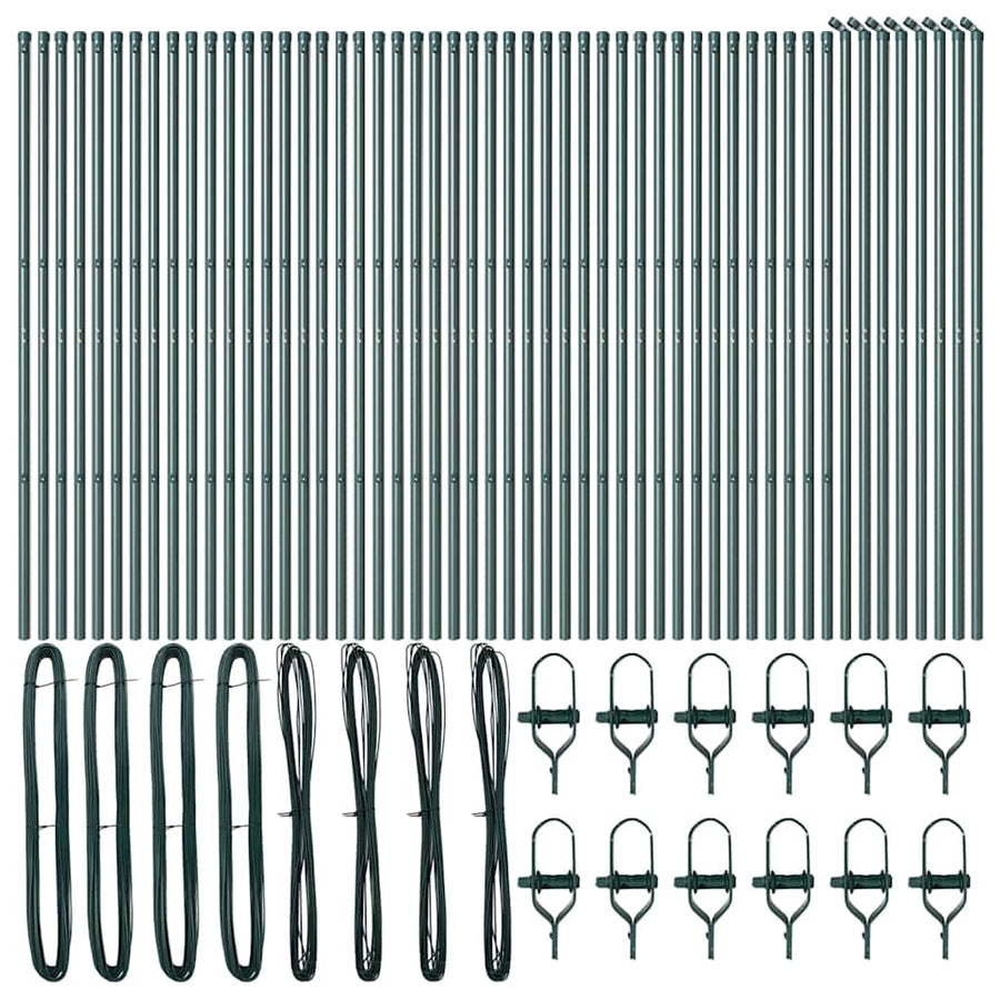 Embedded Fence Post 52 pcs Green Powder-Coated Steel