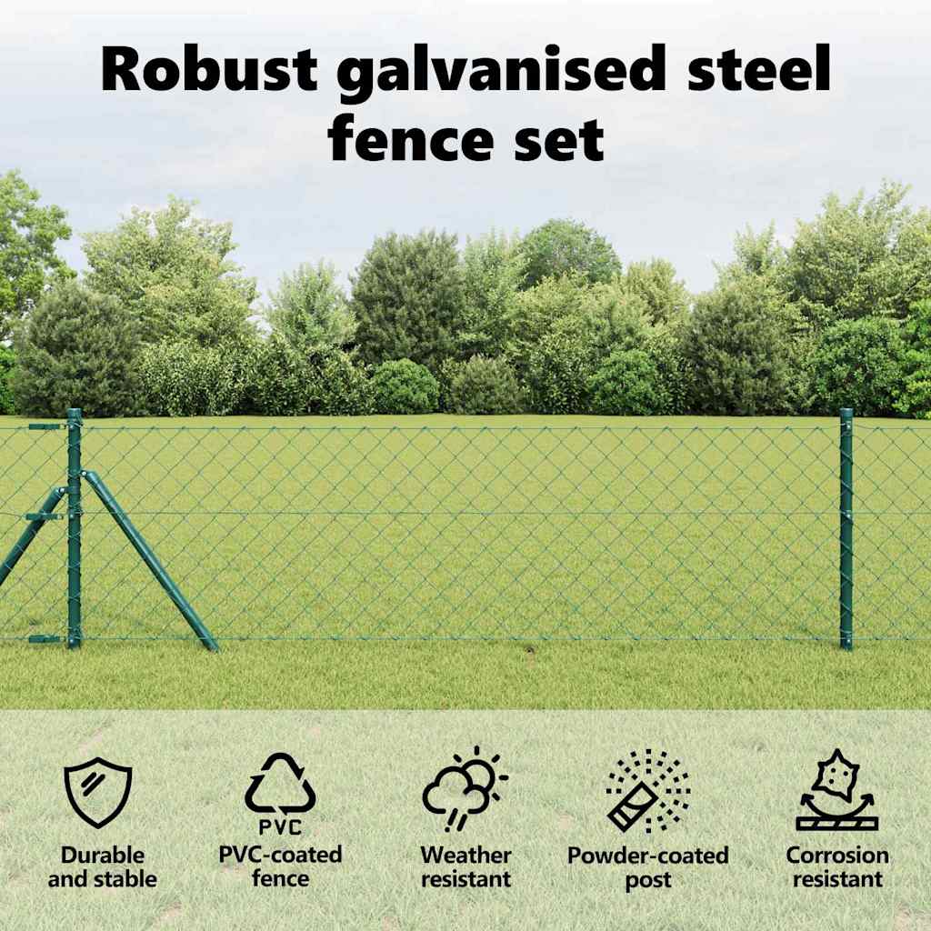 Chainlink Fence Ground Fix 0,8 x 25 m PVC-Coated Steel Green