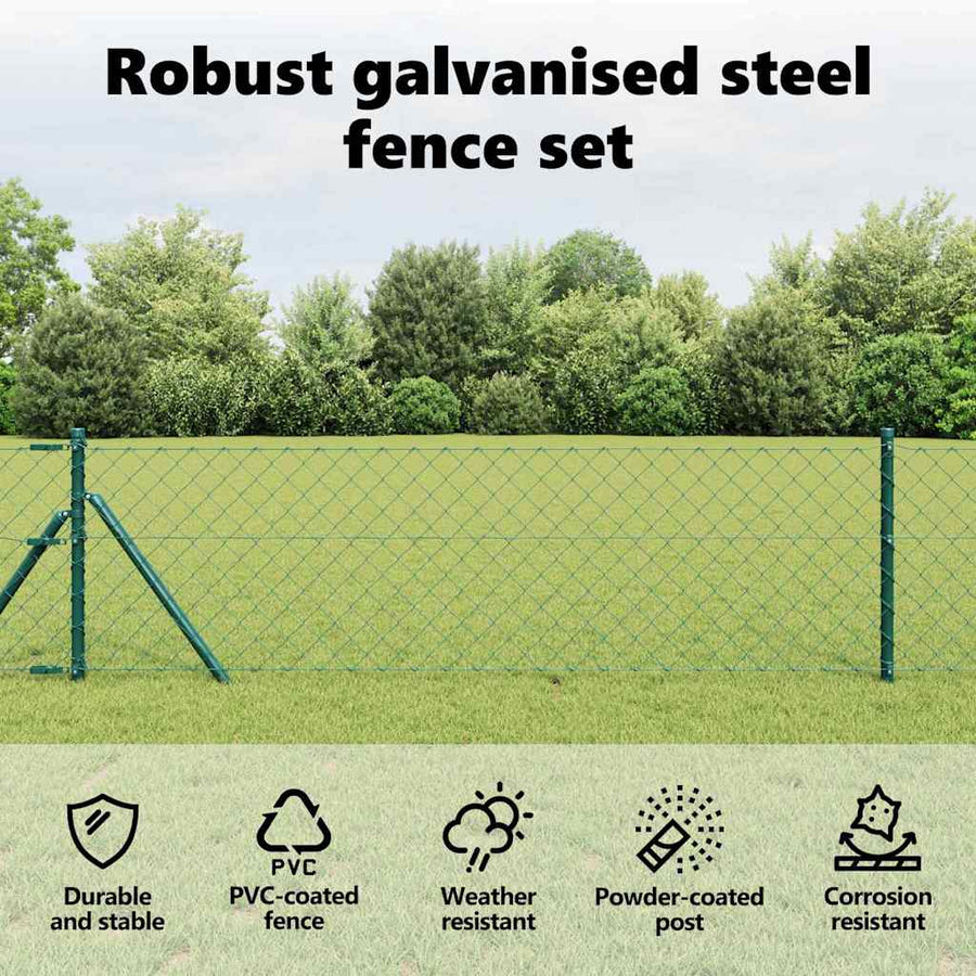 Chainlink Fence Ground Fix 0,8 x 25 m PVC-Coated Steel Green