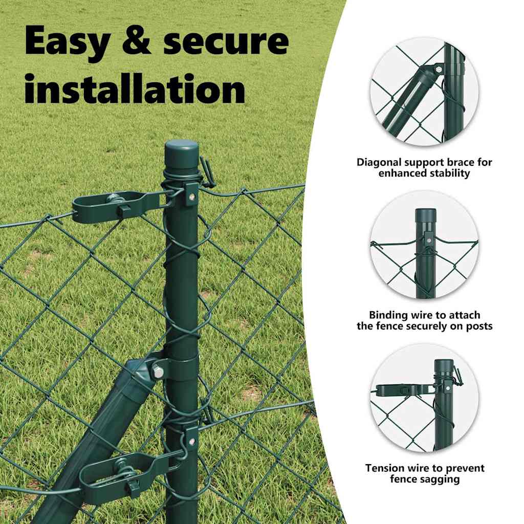 Chainlink Fence Ground Fix 0,8 x 25 m PVC-Coated Steel Green