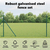 Chainlink Fence Ground Fix 1 x 25 m PVC-Coated Steel Green Mesh - Close-Up Angle