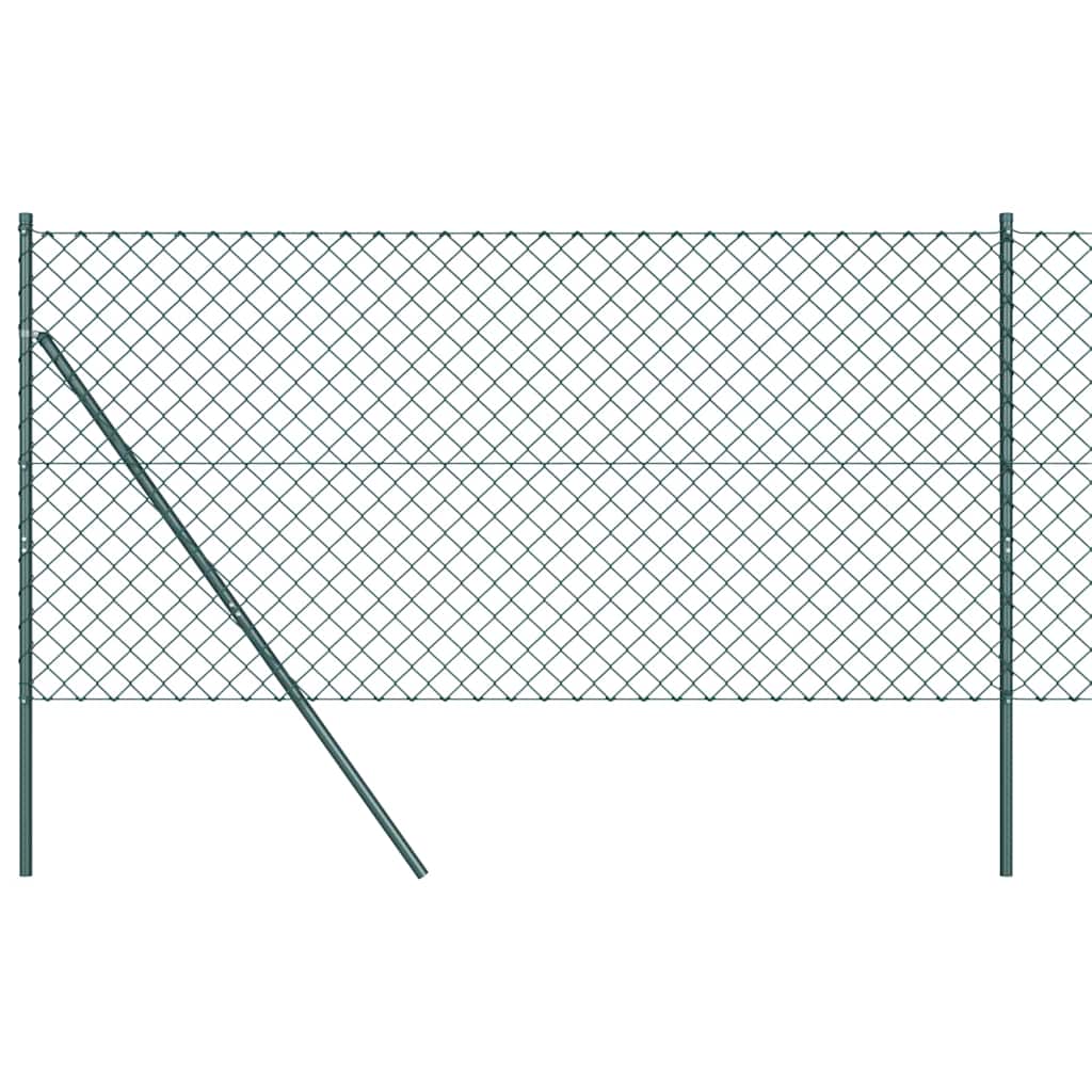 Chainlink Fence Ground Fix 1 x 25 m PVC-Coated Steel Green Mesh