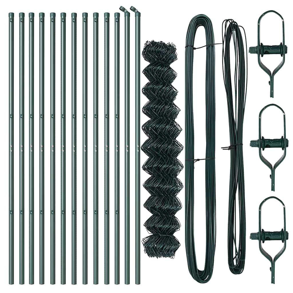 Chainlink Fence Ground Fix 1 x 25 m PVC-Coated Steel Green Mesh