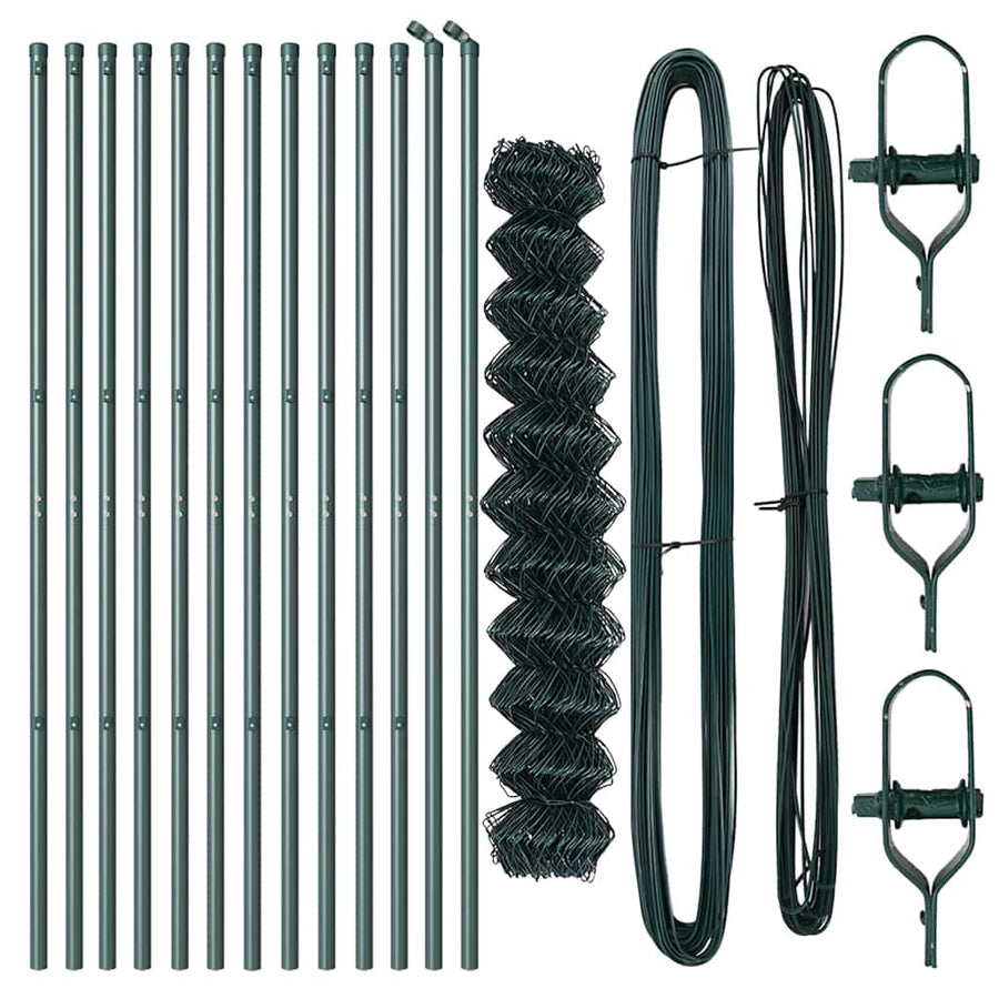 Chainlink Fence Ground Fix 1 x 25 m PVC-Coated Steel Green Mesh