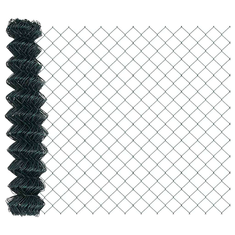 Chainlink Fence Ground Fix 1 x 25 m PVC-Coated Steel Green Mesh