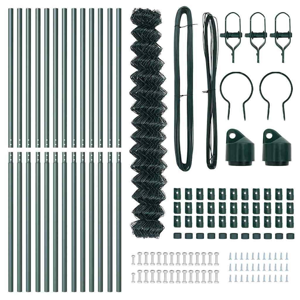 Chainlink Fence Ground Fix 1,5 x 25 m PVC-Coated Steel Green