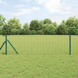 Fence with Posts Green 0.8 x 25 m Steel