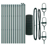 Fence with Posts Green 0.8 x 25 m Steel - 45-Degree Angle