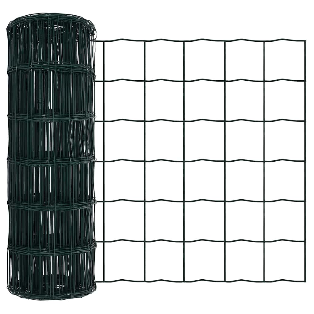 Fence with Posts Green 0.8 x 25 m Steel