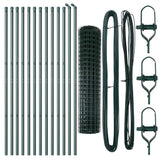 Fence with Posts Green 1 x 25 m Steel - 45-Degree Angle