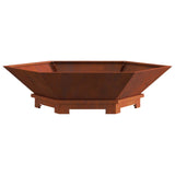 Fire Pit Brown 100 x 100 x 28 cm Weathering Steel - Rear View