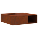 Fire Pit Brown 100 x 100 x 30 cm Weathering Steel - Front View