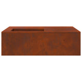 Fire Pit Brown 100 x 100 x 30 cm Weathering Steel - Close-Up Angle