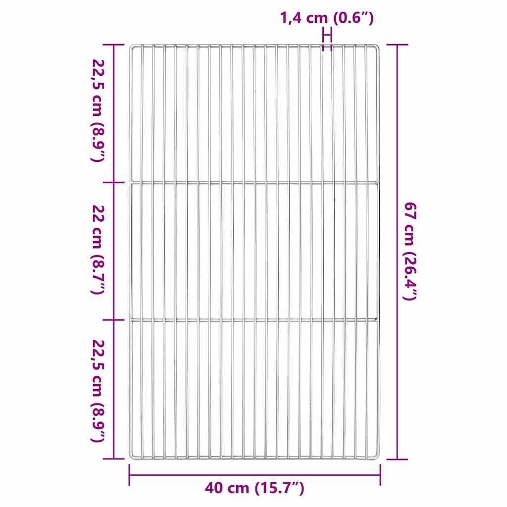 Grill Grate Silver 67 x 40 cm Stainless Steel