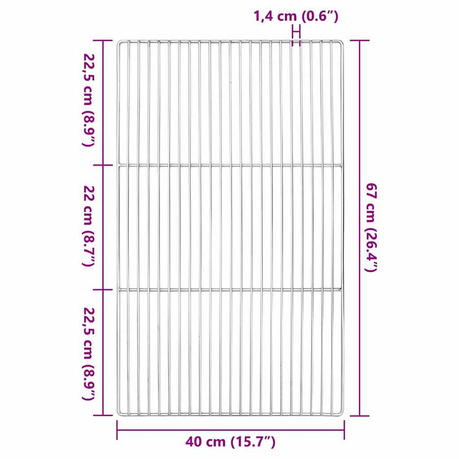 Grill Grate 67 x 40 cm Stainless Steel Silver