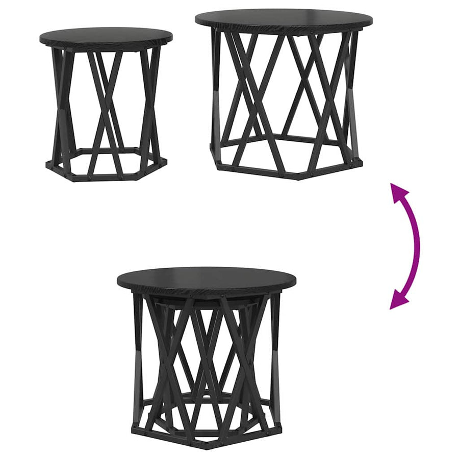 Side Table 2 pcs Black Oak 50 x 50 x 40 cm