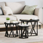 Nesting Side Table 3 pcs Black Oak 53 x 53 x 40 cm