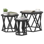 Nesting Side Table 3 pcs Black Oak 53 x 53 x 40 cm