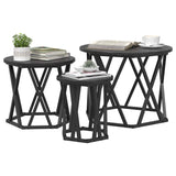Nesting Side Table 3 pcs Black oak 53 x 53 x 40 cm - Side View