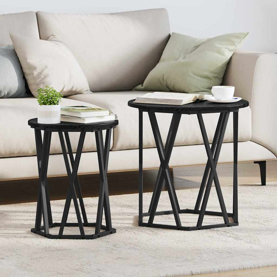 Coffee Table 2 pcs Black Oak 50 x 50 x 50 cm