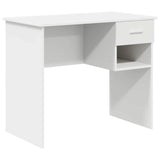 Desk with Drawer White 90 x 49.5 x 75 cm Engineered wood - Front View