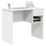 Desk with Drawer White 90 x 49.5 x 75 cm Engineered wood - Side View