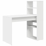 Desk with Shelf White 113 x 54 x 120 cm Engineered wood - Front View