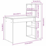 Desk with Shelf White 113 x 54 x 120 cm Engineered Wood