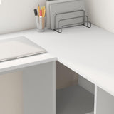 Desk with Shelf White 142 x 102 x 73 cm Engineered Wood - Top-Down View