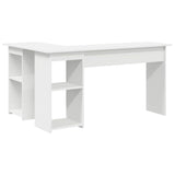 Desk with Shelf White 142 x 102 x 73 cm Engineered wood - Close-Up Angle