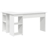 Desk with Shelf White 142 x 102 x 73 cm Engineered Wood - Rear View