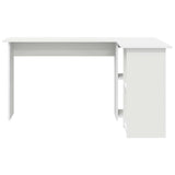 Desk with Shelf White 142 x 102 x 73 cm Engineered wood - 45-Degree Angle