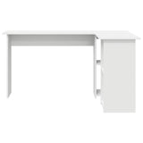 Desk with Shelf White 142 x 102 x 73 cm Engineered Wood - 45-Degree Angle
