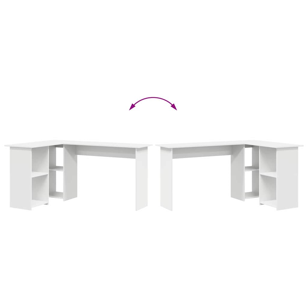 Desk with Shelf White 142 x 102 x 73 cm Engineered wood