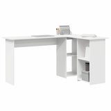 Desk with Shelf White 142 x 102 x 73 cm Engineered wood - Side View