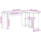 Desk with Shelf White 142 x 102 x 73 cm Engineered wood - Extra Image