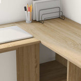 Desk with Shelf Sonoma oak 142 x 102 x 73 cm Engineered wood - Top-Down View