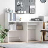 Desk with Shelf White 131.5 x 50 x 106.5 cm Engineered wood