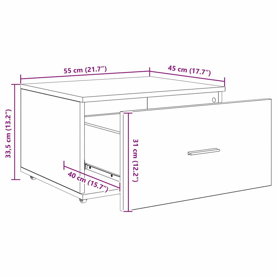 Drawer Cabinet 55 x 45 x 31 cm White