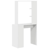 Desk with Shelf White 78.5 x 37 x 154.5 cm Engineered wood - Close-Up Angle