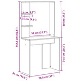 Desk with Shelf White 78.5 x 37 x 154.5 cm Engineered wood - Extra Image