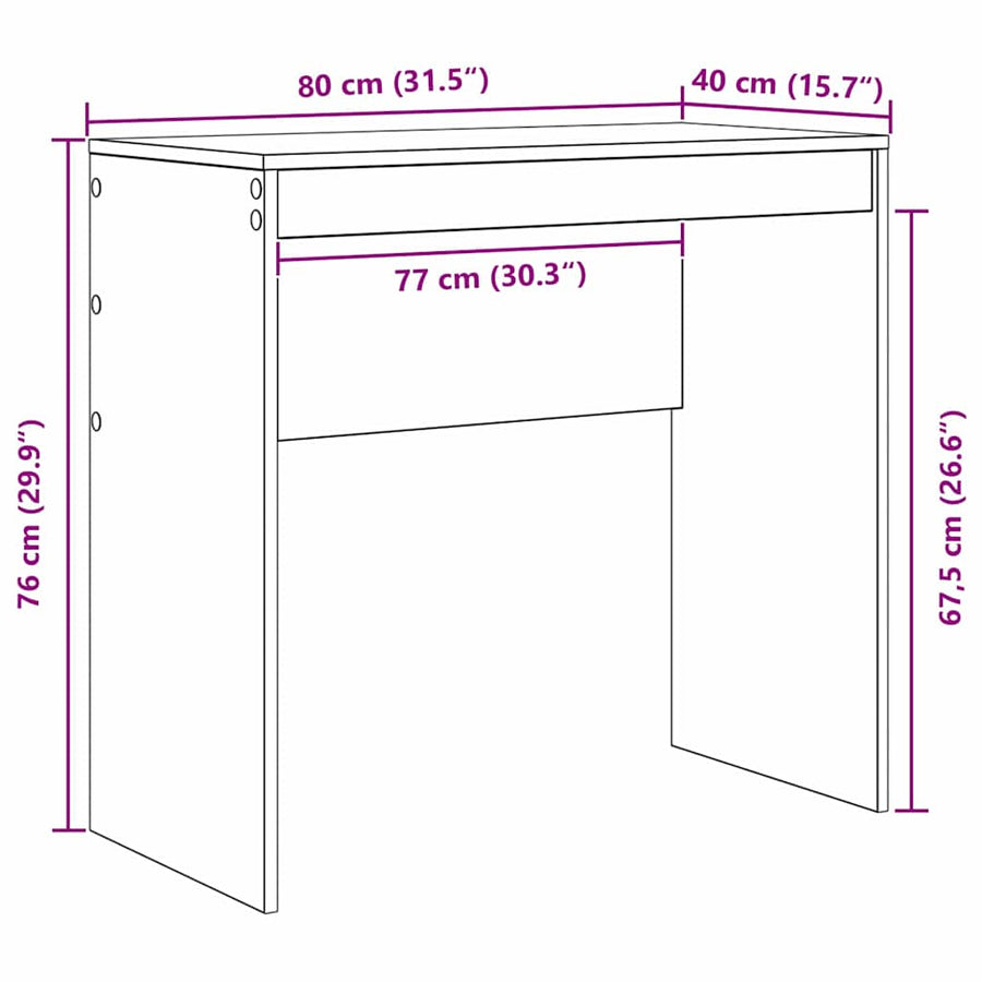 Desk White 80 x 40 x 76 cm