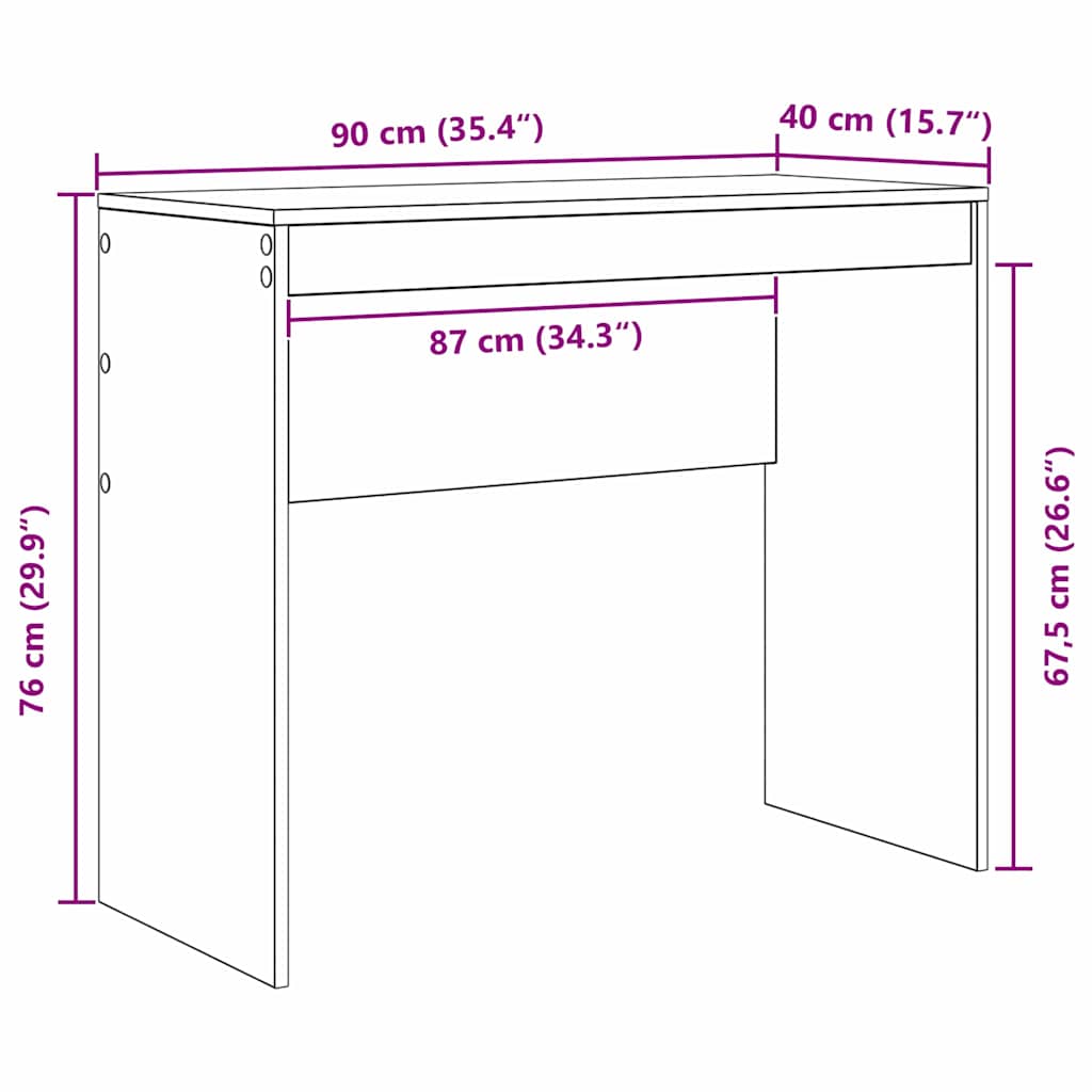 Desk Other White 90 x 40 x 76 cm Engineered wood