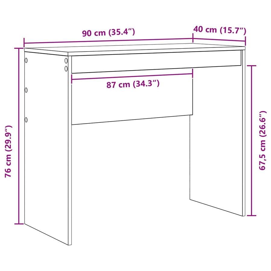 Desk White 90 x 40 x 76 cm