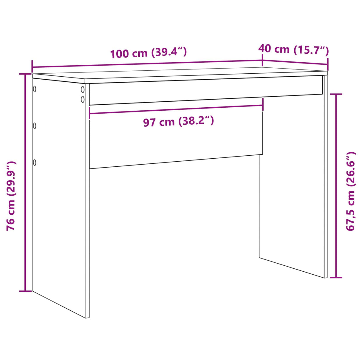 Desk White 100 x 40 x 76 cm
