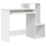 Desk with Shelf White 106 x 40 x 88.5 cm Engineered Wood - 45-Degree Angle