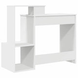 Desk with Shelf White 106 x 40 x 88.5 cm Engineered Wood - Low Angle