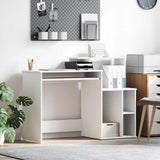 Desk with Storage White 120.5 x 44 x 88.5 cm Engineered Wood