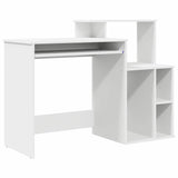 Desk with Storage White 120.5 x 44 x 88.5 cm Engineered Wood - Front View